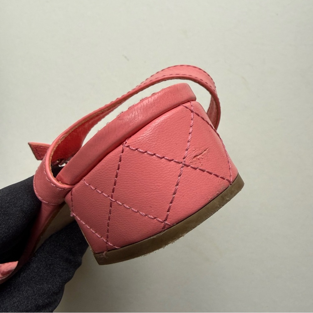 CHANEL Quilted Pink
Interlocking CC Logo T-Strap Sandals
Goatskin Size 38 - Picture 8 of 13